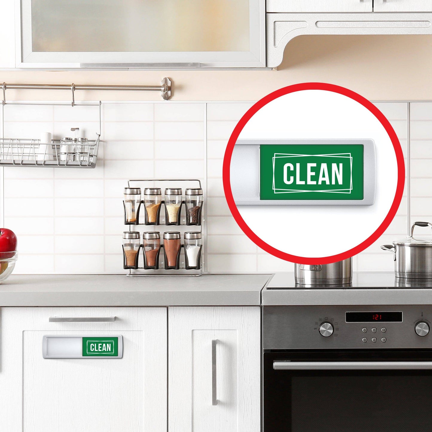 Clean Dirty Dishwasher Magnet (Red / Green)