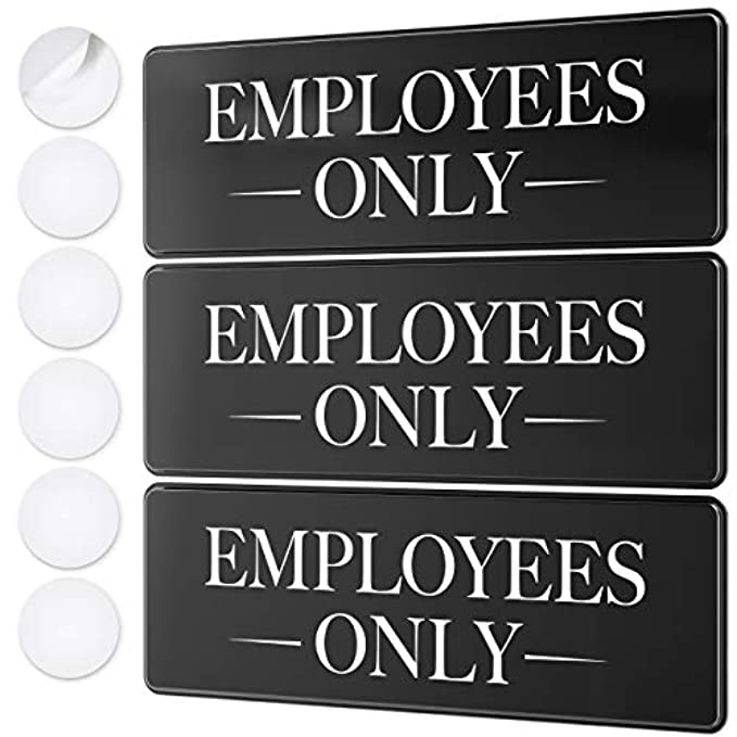 Durable employees only signs 9x3 inches with adhesive pads for easy installation - professional and weatherproof