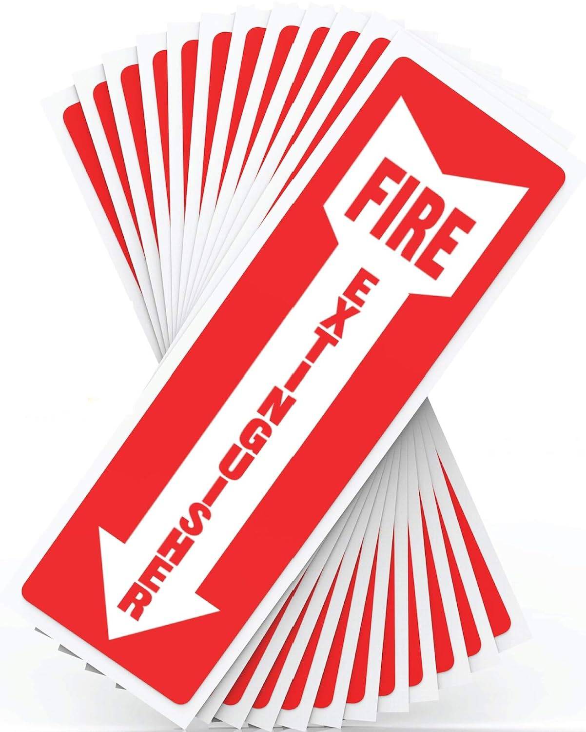  12-pack of fire extinguisher signs for easy identification of fire extinguisher locations in buildings, ensuring high safety standards and visibility during emergencies