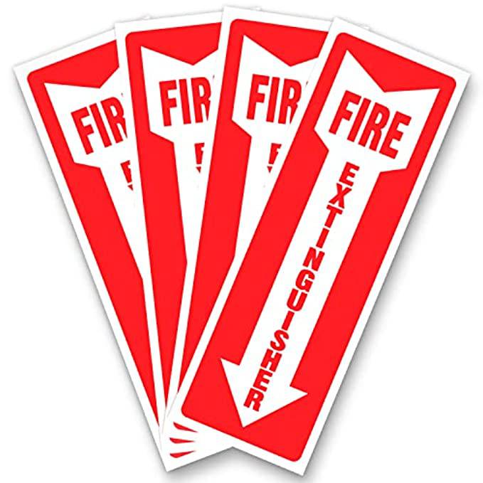 4-pack of fire extinguisher signs designed to clearly indicate fire extinguisher locations, ensuring quick response during emergencies