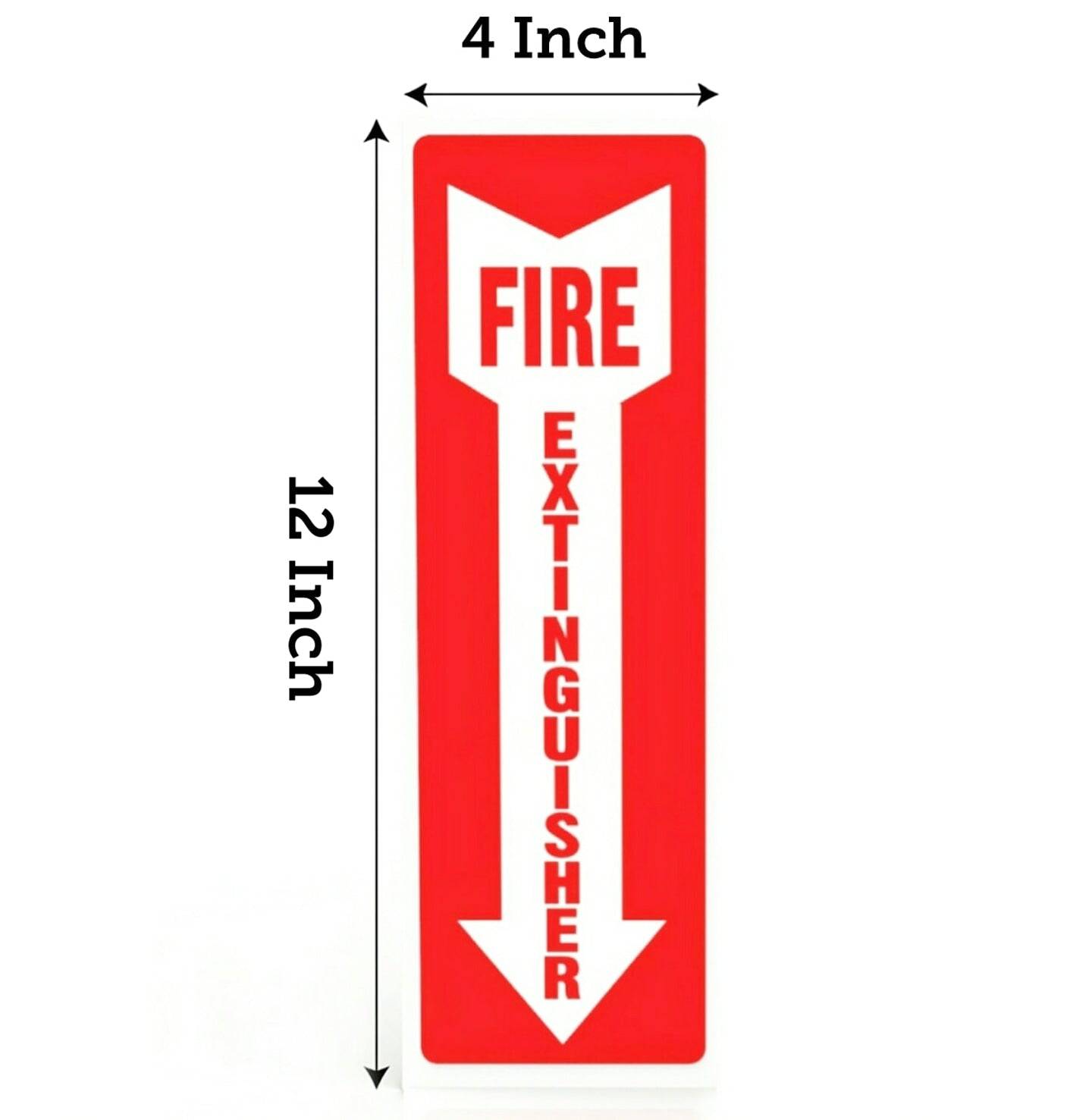  Fire extinguisher sign with dimensions 12 inches by 4 inches, designed to mark fire extinguisher locations for improved visibility and safety