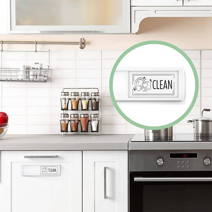 Clean Dirty Dishwasher Magnet Sign in a modern kitchen, ideal for households to easily indicate the status of dishes. Compatible with all dishwashers