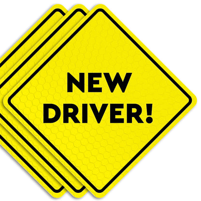 Pack of three new driver magnet signs, designed with bright yellow reflective material to increase driver confidence and promote patience from surrounding drivers