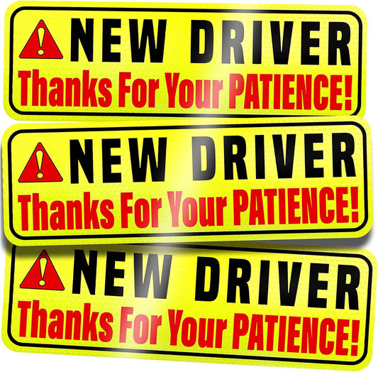 New Driver Car Magnet Sticker Signs Yellow 3-Pack