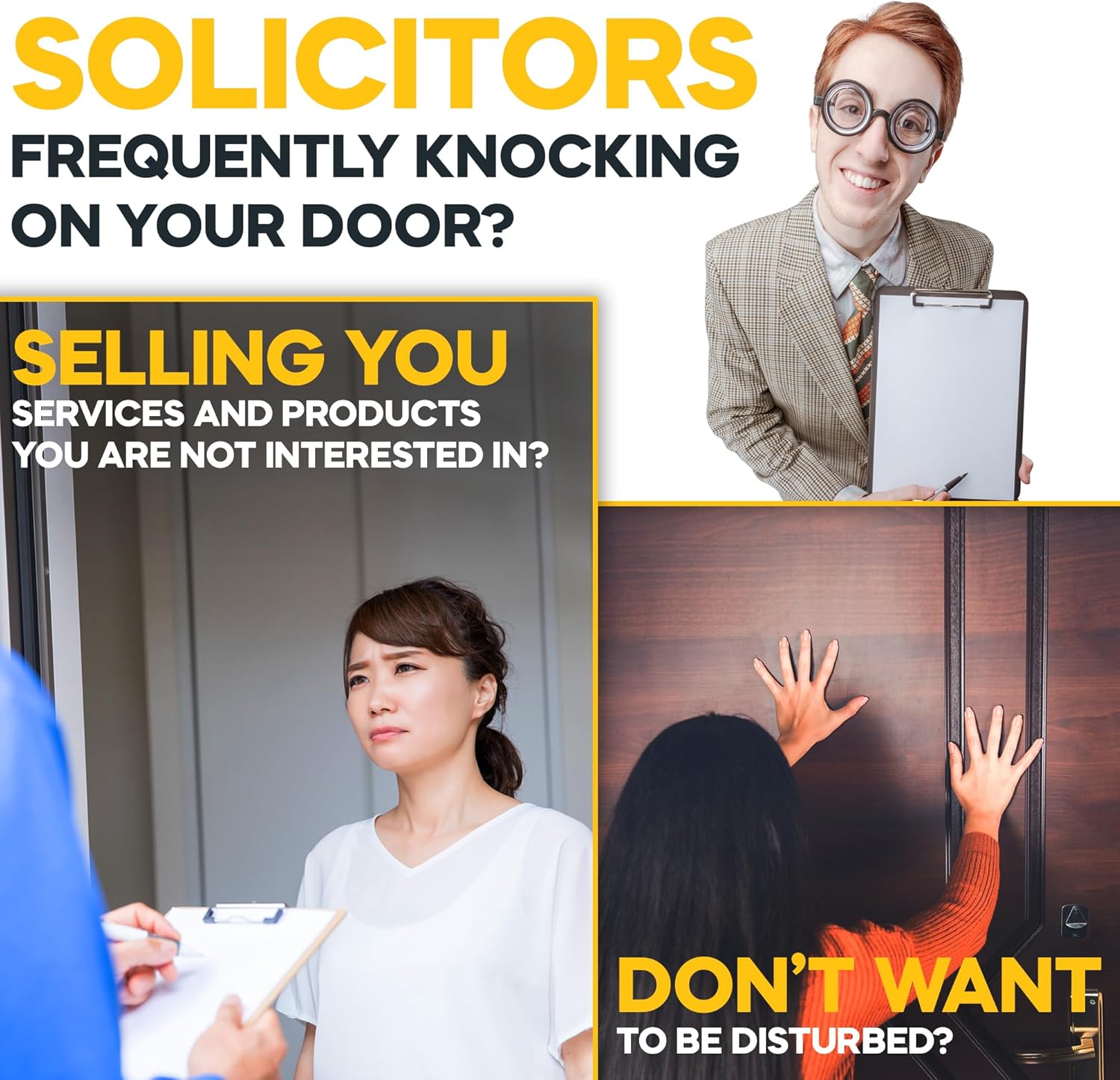 no soliciting sign preventing unwanted solicitors from selling services or disturbing homeowners 