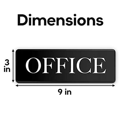 Office door sign dimensions: 9 inches by 3 inches, perfect for affixing to doors, walls, or windows. A sleek and professional door signage for office environments.