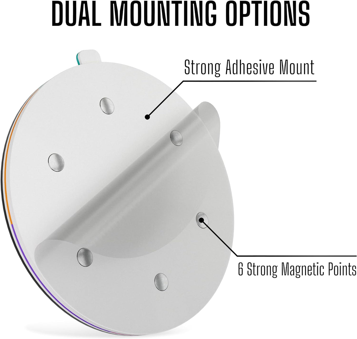 Dual mounting options for privacy sign for office doors, featuring strong adhesive and magnetic points for easy installation on doors, walls, and cabinets.