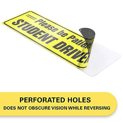 Perforated holes feature of the Please be Patient Student Driver decal 3 Pack – Allows for clear visibility without obstructing rear view while driving