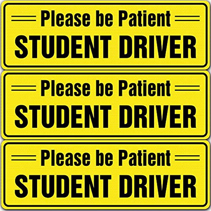 please be Patient Student Driver decal 3 Pack – Perfect for new drivers to alert surrounding motorists and ensure road safety