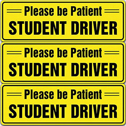 please be Patient Student Driver decal 3 Pack – Perfect for new drivers to alert surrounding motorists and ensure road safety