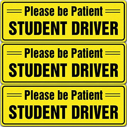 please be Patient Student Driver decal 3 Pack – Perfect for new drivers to alert surrounding motorists and ensure road safety