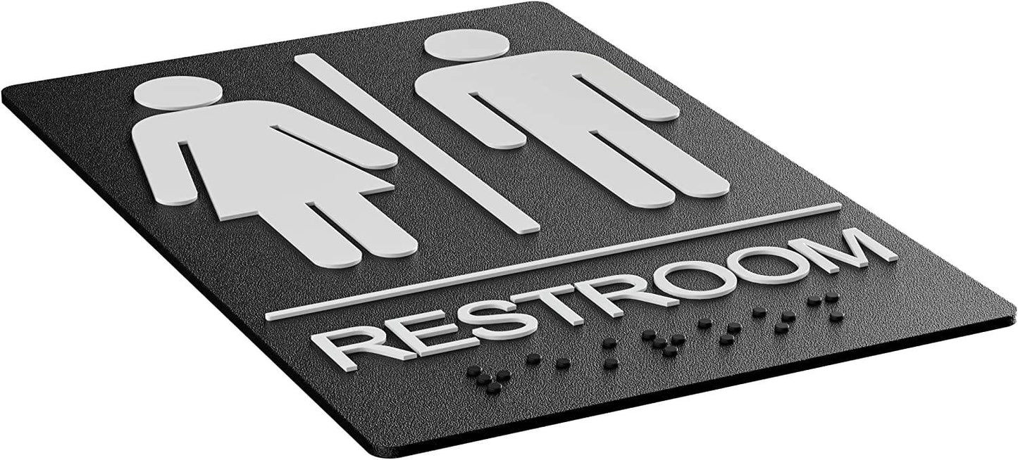 Restroom Signs For Business - For Unisex - 9" by 6"