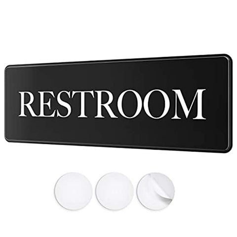 Restroom sign with adhesives