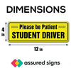 dimensions of student driver sticker
