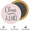 Clean Dirty Dishwasher Magnet Round Leather Made (Pink)