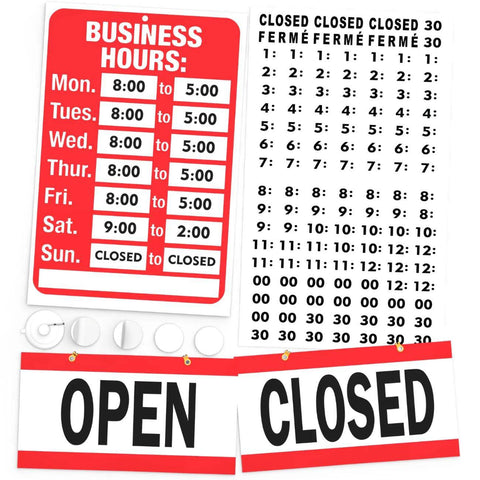 Business Hours Sign with Open Closed Sign
